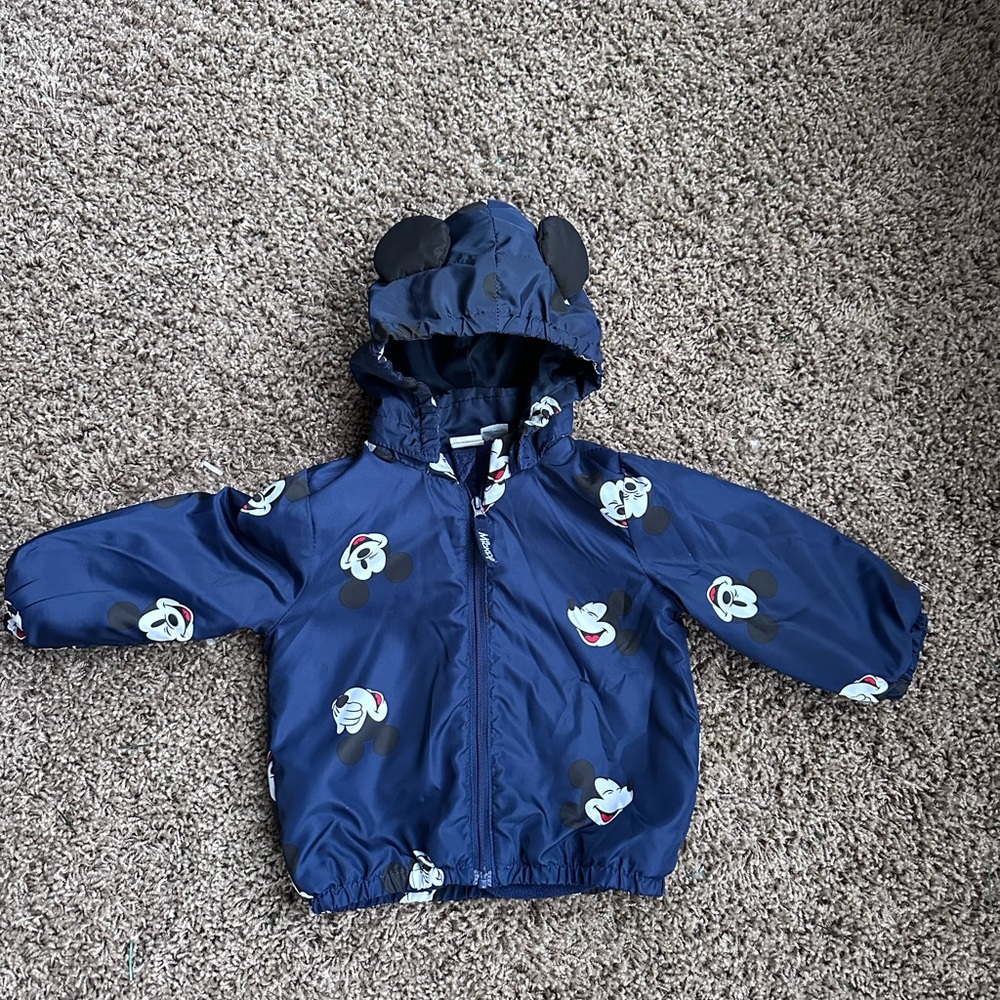 H&M Disney Mickey‎ Mouse Navy Blue Baby Jacket Hooded Full Zip 6-9M